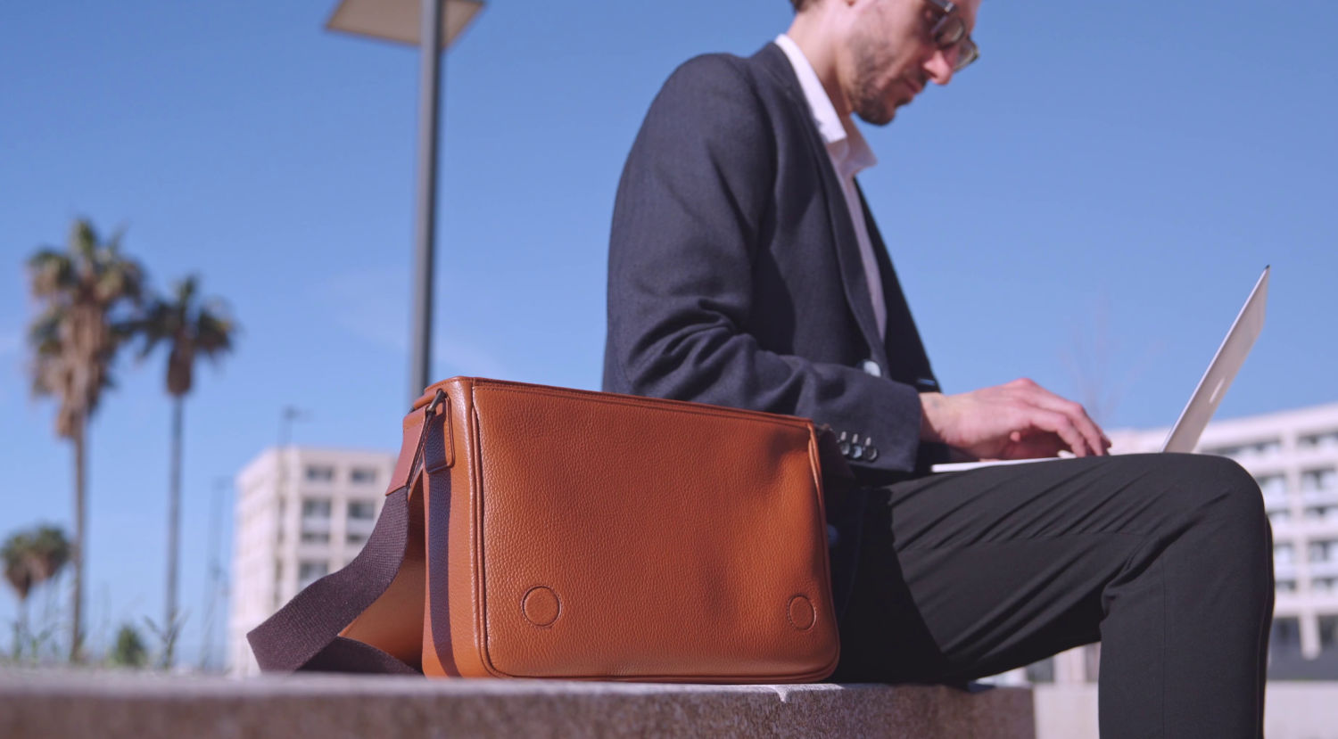 Leather messenger bag