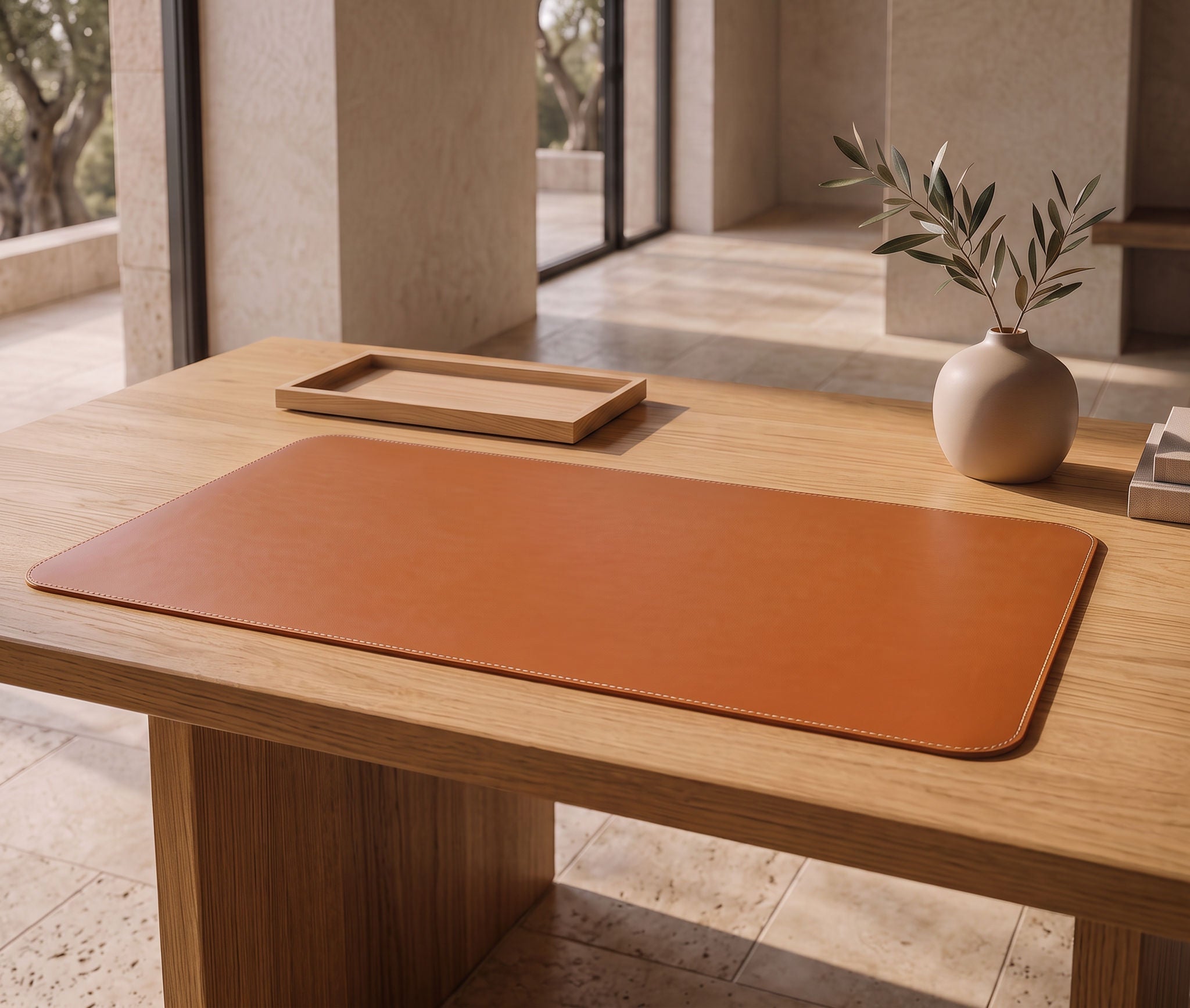 Leather desk accessories