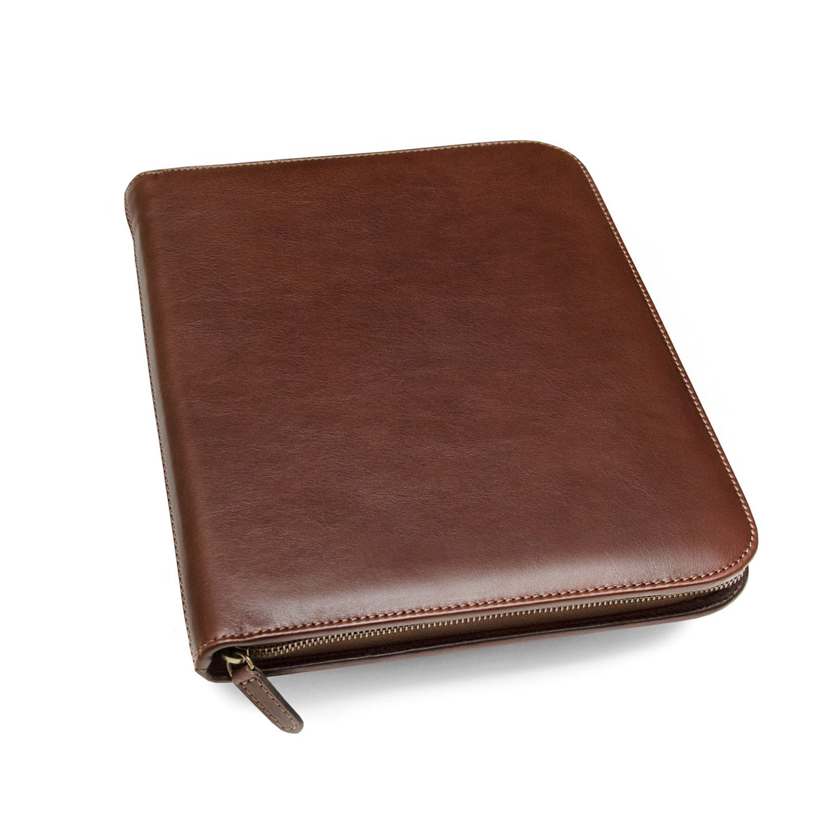 Vintage Monogrammed Zippered Leather Portfolio,A4 Size Document