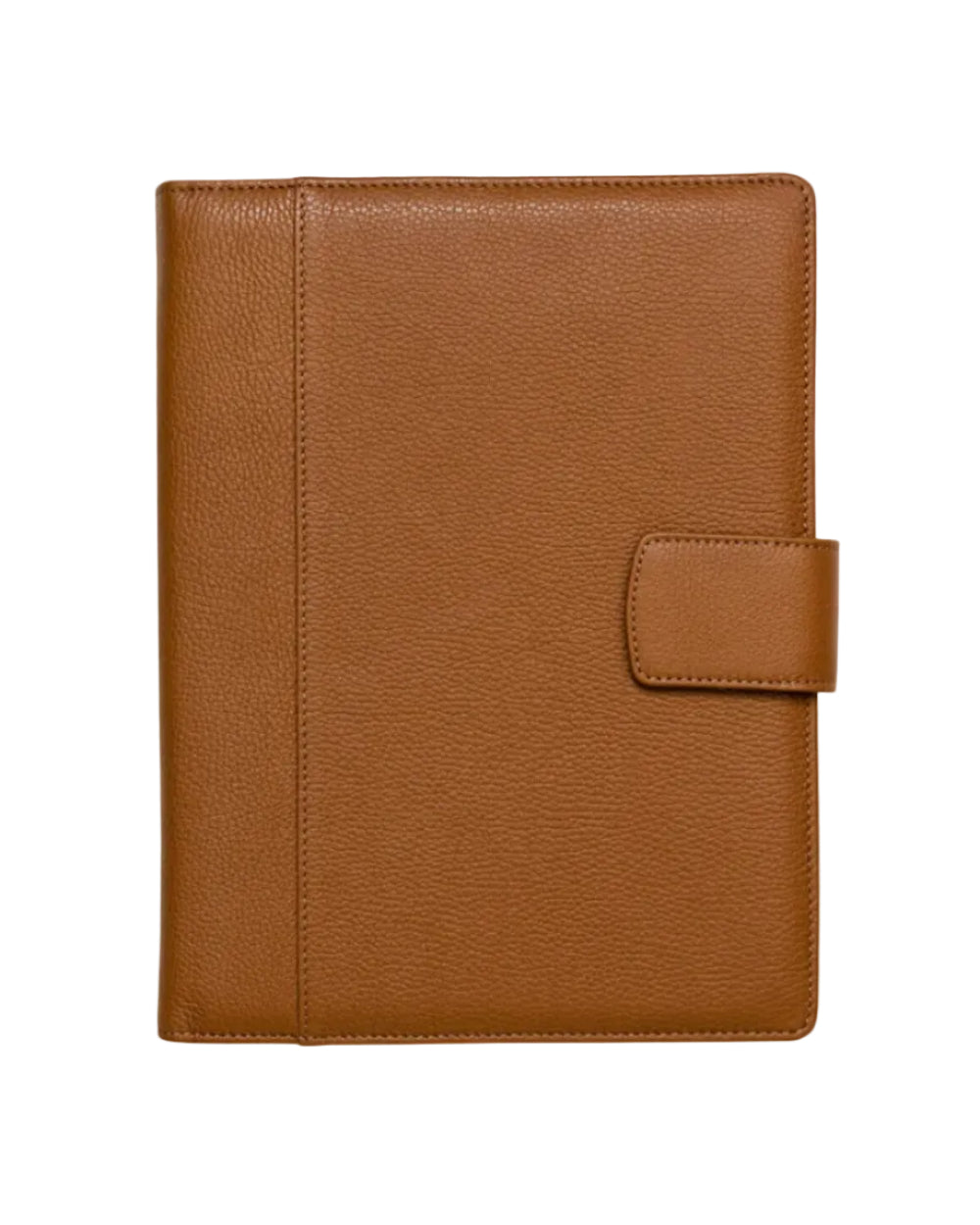 Brown leather notebook cover on a white background