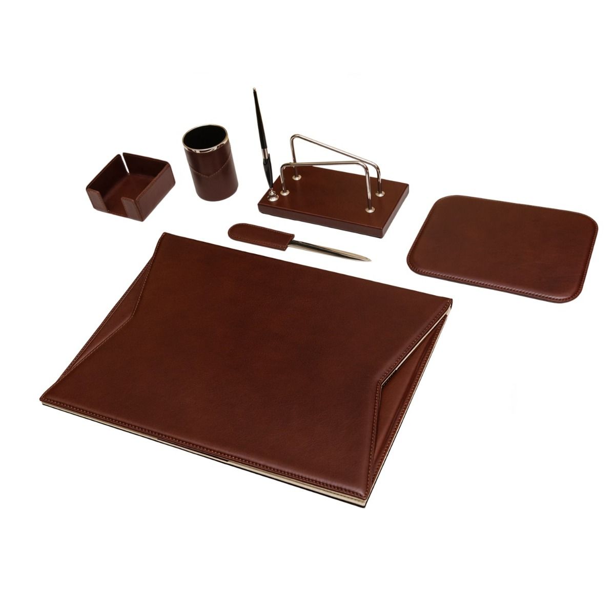Leather Desk Set, 6-piece