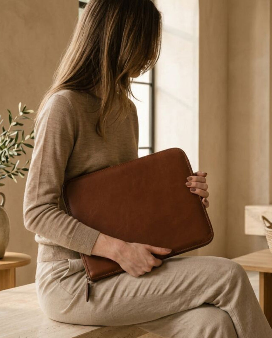leather portfolio with zip