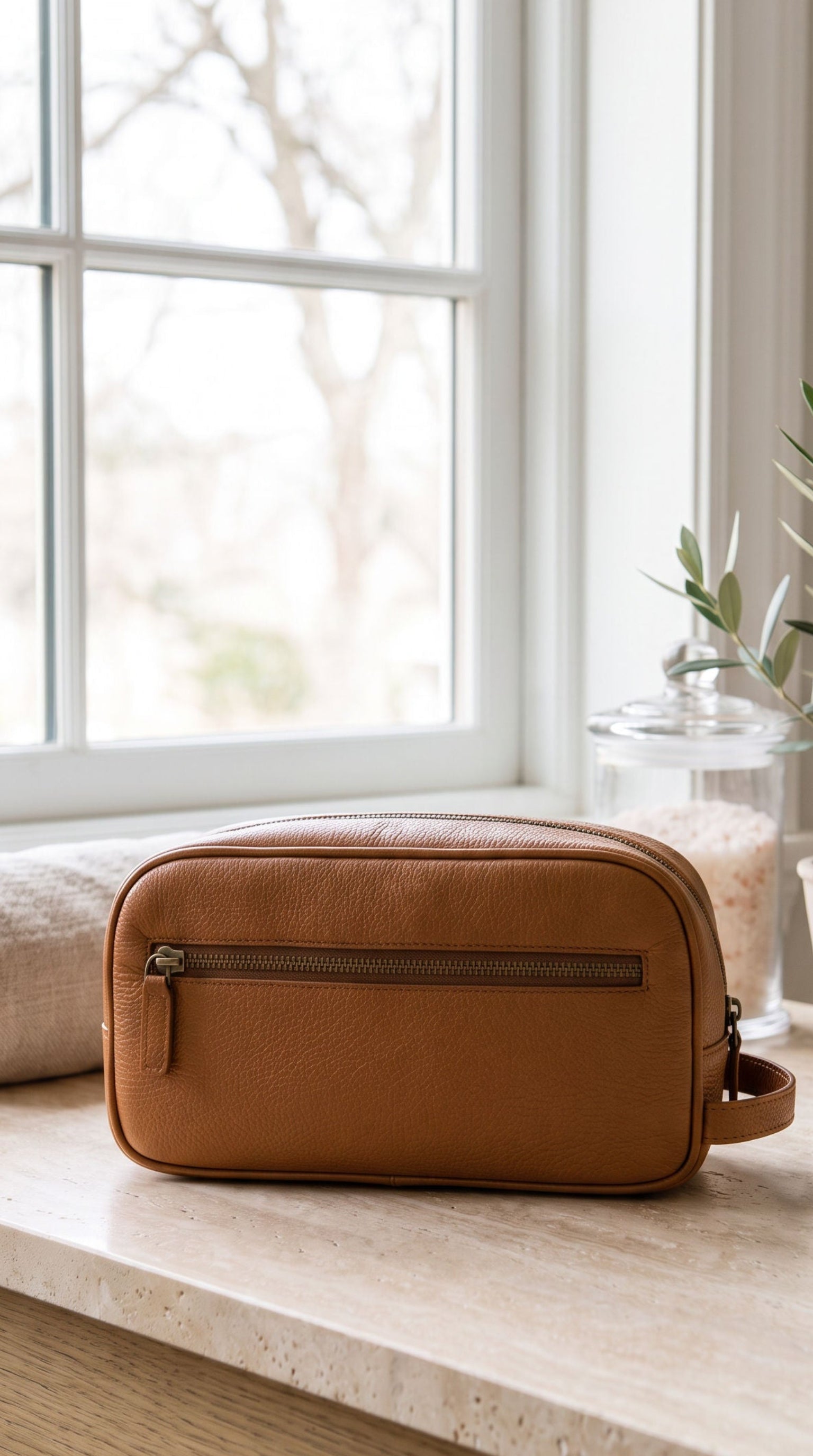 leather toiletry bag