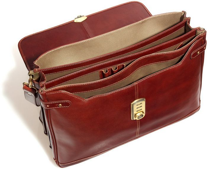Sisto Leather Briefcase Brown | Maruse