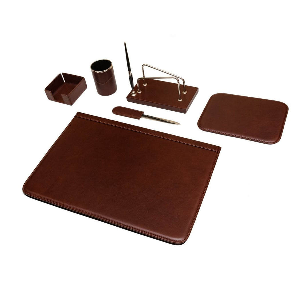 Leather Desk Set, 6-piece
